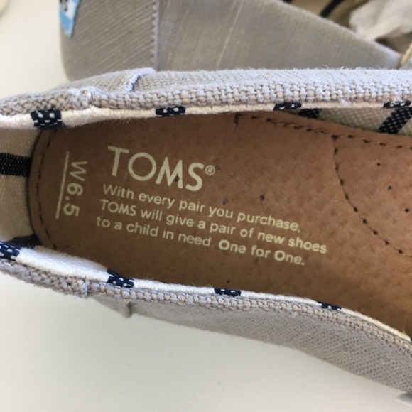 Toms Pale Blue Painted Stripe Slip On - Picture 8 of 9